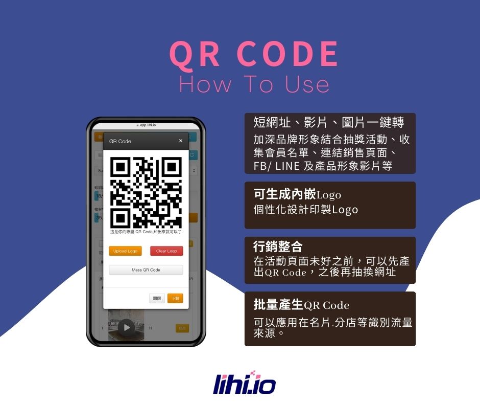 當今日需讀取的 QR Code 數量較多，lihi短網址可以一鍵轉QR碼。