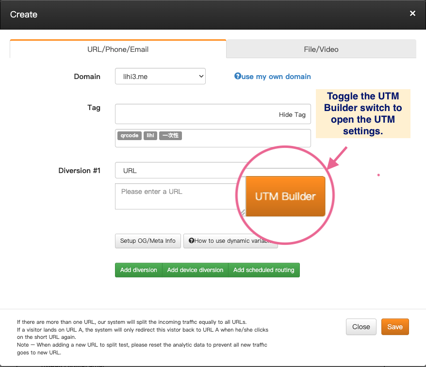 How to use lihi UTM builder interface