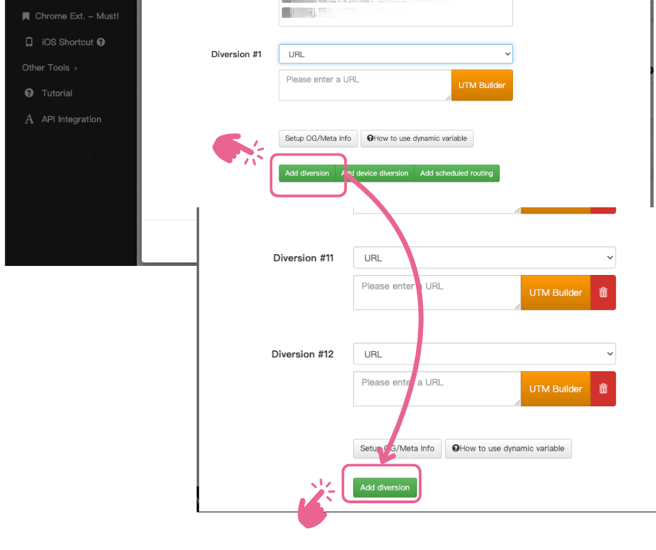 How to add multiple destination URLs in lihi