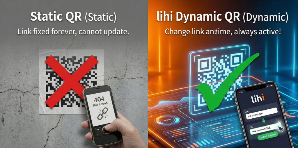 Comparison between static and dynamic QR codes