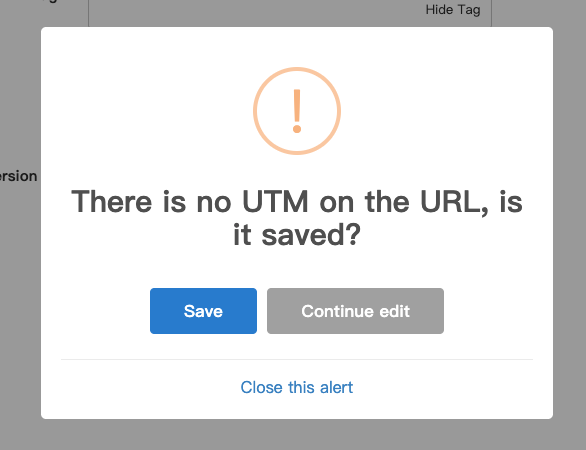 lihi system alert for missing UTM parameters
